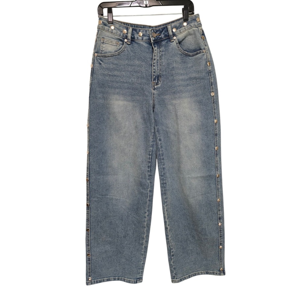 Avec Les Filles Womens Jeans Studded Barrel Leg Size 28